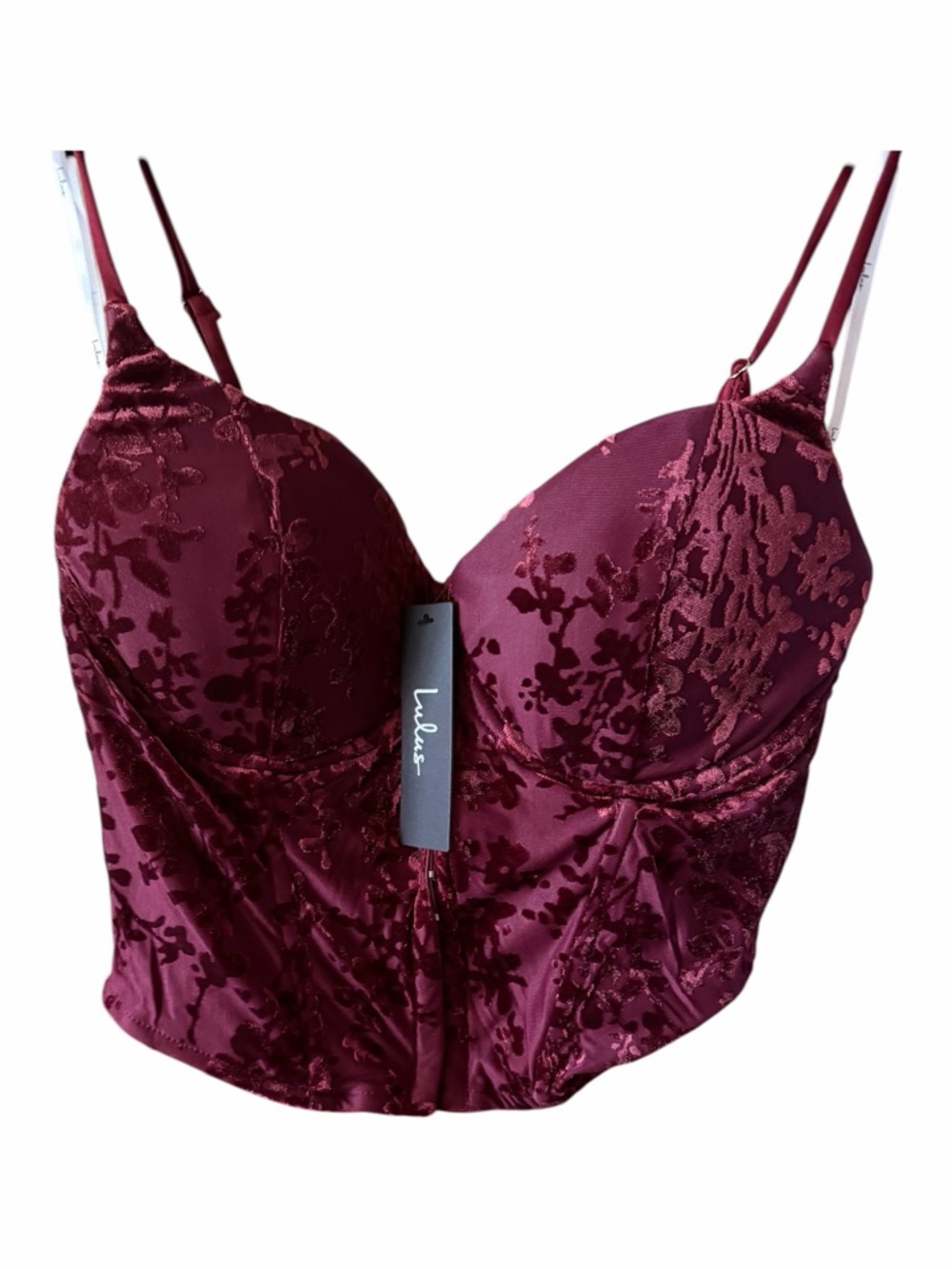 Lulus Floral Velvet Corset Top, Size M